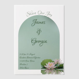 Minimalistische Rosa- und Grünlotus-Hochzeit Pergament Einladungen