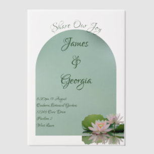 Minimalistische Rosa- und Grünlotus-Hochzeit Pergament Einladungen