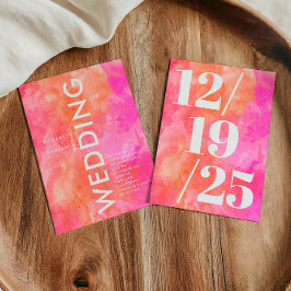 Minimalistische, rosa und orangefarbene, kalte Hoc Einladung