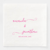 Minimalistische Rosa und Weiß-Script-Hochzeit Serviette (Vorderseite)