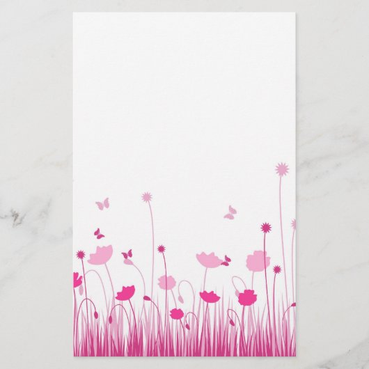 Minimalistische Rosa- und Weißblüten Briefpapier (Vorderseite)