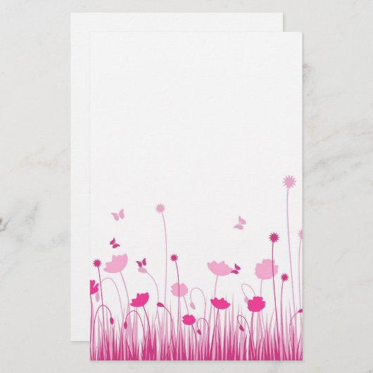Minimalistische Rosa- und Weißblüten Briefpapier (Vorne/Hinten)