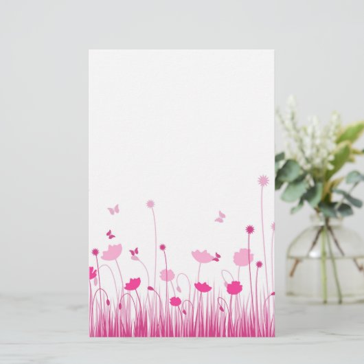 Minimalistische Rosa- und Weißblüten Briefpapier (Stehend Vorderseite)
