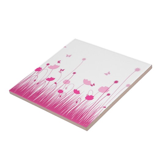 Minimalistische Rosa- und Weißblüten Fliese (Seite)