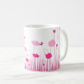 Minimalistische Rosa- und Weißblüten Kaffeetasse (VorderseiteRechts)