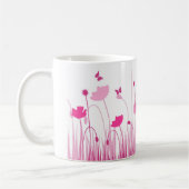 Minimalistische Rosa- und Weißblüten Kaffeetasse (Links)