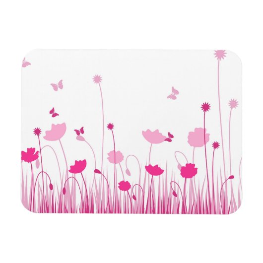 Minimalistische Rosa- und Weißblüten Magnet (Horizontal)