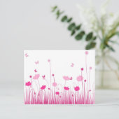 Minimalistische Rosa- und Weißblüten Postkarte (Stehend Vorderseite)