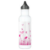 Minimalistische Rosa- und Weißblüten Trinkflasche (Links)