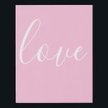 Minimalistische rosa und weiße Liebe Künstlicher Leinwanddruck<br><div class="desc">Minimalistische rosa und weiße Liebetypographie.</div>