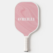 Minimalistische rosa und weiße, moderne Monogramme Pickleball Schläger (Rückseite)