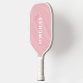 Minimalistische rosa und weiße, moderne Monogramme Pickleball Schläger (Links)