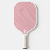 Minimalistische rosa und weiße, moderne Monogramme Pickleball Schläger (Rückseite)