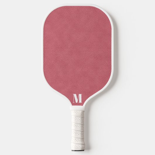 Minimalistische rosa und weiße, moderne Monogramme Pickleball Schläger (Vorderseite)