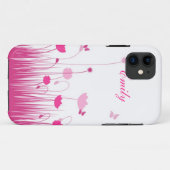 Minimalistische Rosa- und Weißmohnblüte Name Case-Mate iPhone Hülle (Rückseite (Horizontal))