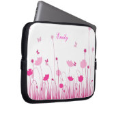 Minimalistische Rosa- und Weißmohnblüte Name Laptopschutzhülle (Vorne Rechts)