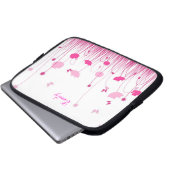 Minimalistische Rosa- und Weißmohnblüte Name Laptopschutzhülle (Vorne Knopf)