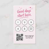 Minimalistische rosa Visitenkarte mit Logo QR-Code (Vorderseite)