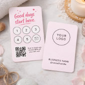 Minimalistische rosa Visitenkarte mit Logo QR-Code