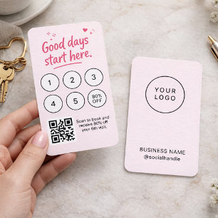Minimalistische rosa Visitenkarte mit Logo QR-Code