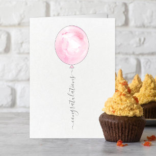 Minimalistische rosa Wasserfarben-Ballon-Gratulati Karte