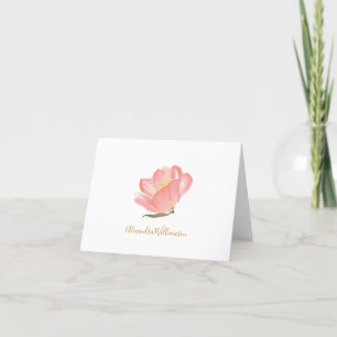 Minimalistische rosa Wasserfarben-Blumen-Personali Dankeskarte