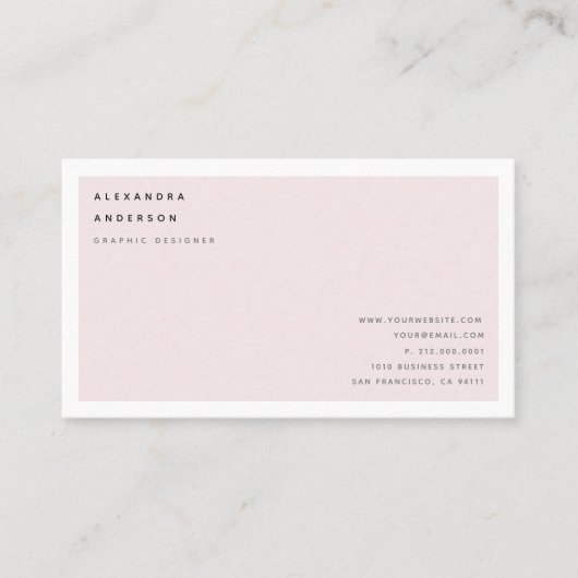 Minimalistische rosa weiße Border Business Card Visitenkarte (Vorderseite)