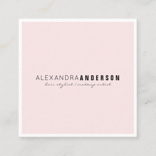 Minimalistische rosa weiße Border Square Visitenka Quadratische Visitenkarte (Vorderseite)