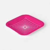 Minimalistische, rosa weiße Quadrate geometrisch m Pappteller (Gewinkelt)