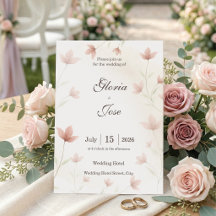 Minimalistische rosafarbene Blumelegante Hochzeit