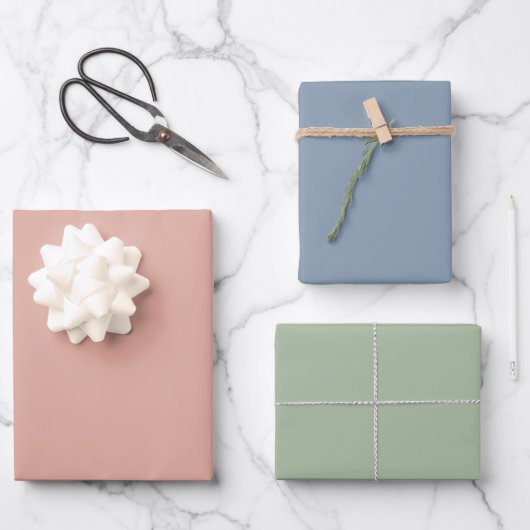 Minimalistische, rosafarbene, dunkelblaue Farbtöne Geschenkpapier Set (Vorderseite)