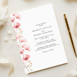 Minimalistische rosafarbene Floral-Hochzeit im Frü Einladung