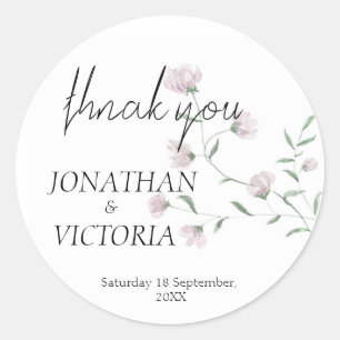 Minimalistische rosafarbene florale runde Hochzeit Runder Aufkleber