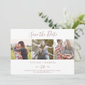 Minimalistische Rose 3 Fotovorlage Save the Date (Stehend Vorderseite)