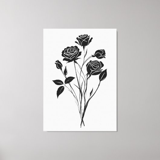 Minimalistische Rose Abstrakte Blumenstrauß-Kunst, Leinwanddruck (Vorderseite)