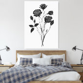 Minimalistische Rose Abstrakte Blumenstrauß-Kunst, Leinwanddruck (Insitu (Schlafzimmer))