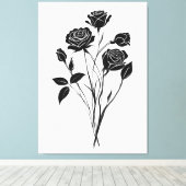 Minimalistische Rose Abstrakte Blumenstrauß-Kunst, Leinwanddruck (Insitu (Holzboden))