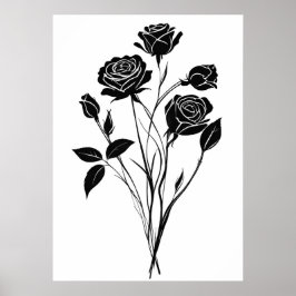Minimalistische Rose Abstrakte Blumenstrauß-Kunst, Poster