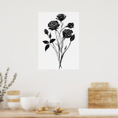 Minimalistische Rose Abstrakte Blumenstrauß-Kunst, Poster (Küche)