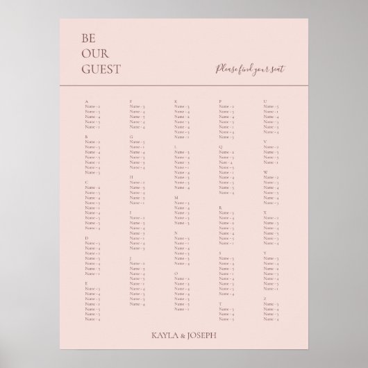 Minimalistische Rose Alphabetische Hochzeitssattel Poster (Vorne)