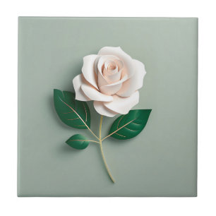 Minimalistische Rose auf Grün Fliese