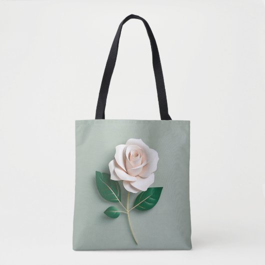 Minimalistische Rose auf Grün Tasche (Vorderseite)