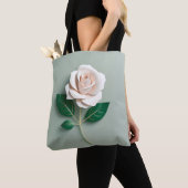 Minimalistische Rose auf Grün Tasche (Von Nahem)