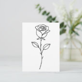 Minimalistische Rose Botanische Linie Art Postkarte (Stehend Vorderseite)