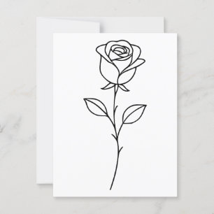 Minimalistische Rose Botanische Linie Art Postkarte