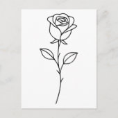 Minimalistische Rose Botanische Linie Art Postkarte (Vorderseite)