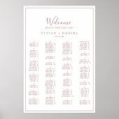 Minimalistische Rose Gold Alphabetischer Sitzplan Poster (Vorne)