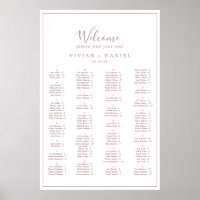 Minimalistische Rose Gold Alphabetischer Sitzplan