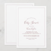 Minimalistische Rose Gold Baby Dusche Einladung (Vorne/Hinten)
