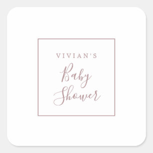 Minimalistische Rose Gold Baby Dusche Umschlag Auf Quadratischer Aufkleber